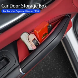 Car Door Handle Storage Box For Porsche Cayenne Macan Front Rear Door Armrest Organizer Keys Phone Holder Interior Accessories