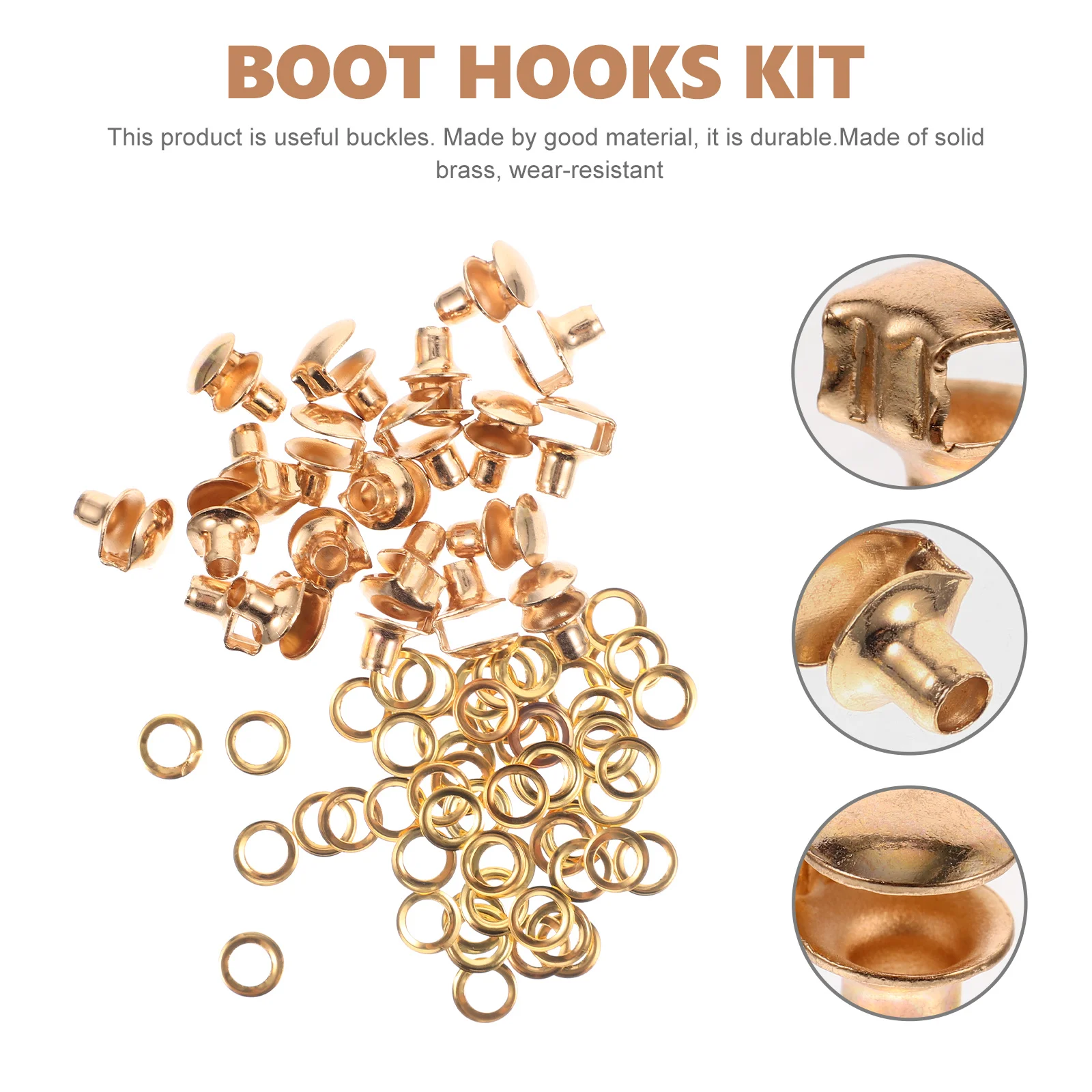 20 Pcs Shoe Cabinet Boots Shoelace Accessories Brass Buckles DIY Hooks Golden Fixing Supplies