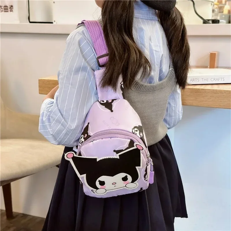 Kawaii Sanrio Hello Kitty Chest Bag Crossbody Bags Kuromi My Melody Cinnamoroll Messenger Shoulder Handbag Women Toys Girls New