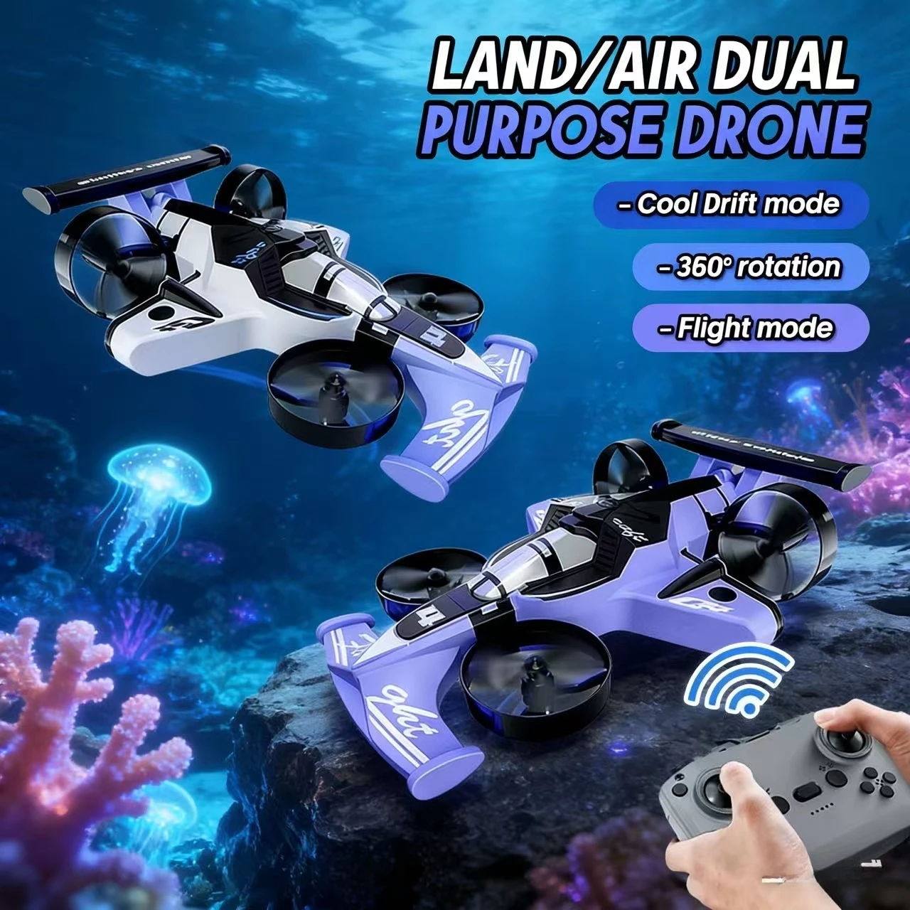 

Мини-дрон Air-Ground 2 в 1, летающий автомобиль, двухрежимный 4-осевой 2,4G, профессиональная гоночная радиоуправляемая внедорожная игрушка, подарок для детей и взрослых