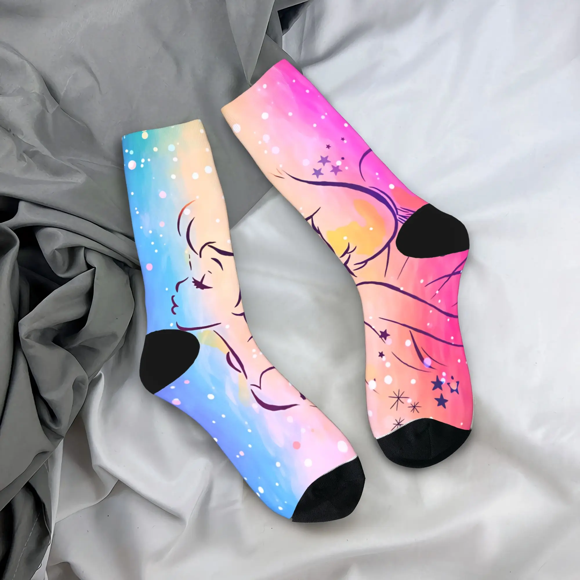 Tinker Anime Bells Stockings Couple  Socks Breathable Modern Socks Winter Outdoor Non Slip Design Socks Gift