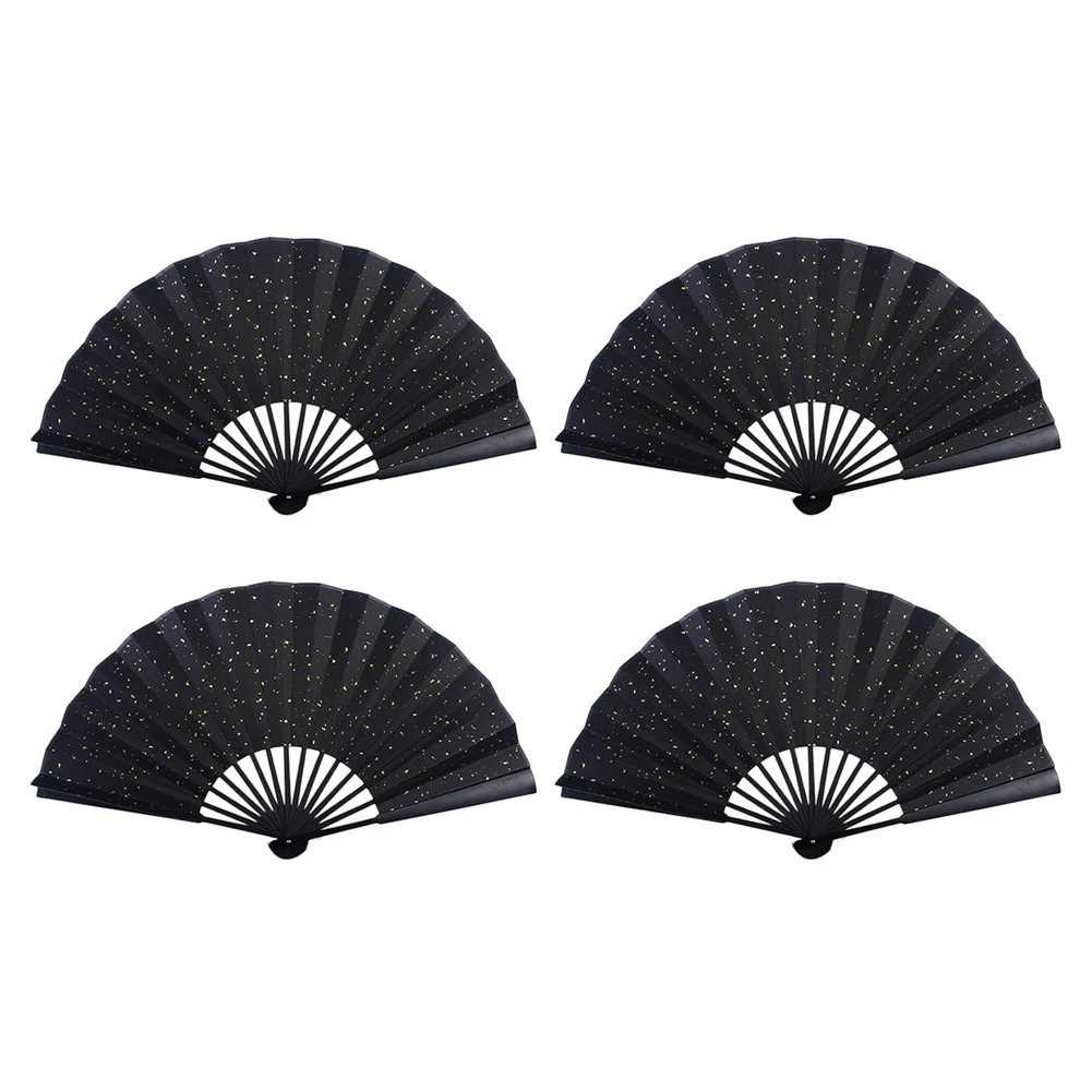 

4 Pcs Glitter Hand Fan Folding Handheld Summer Fan Vintage Chinese Folding Fan for Women Men Performance