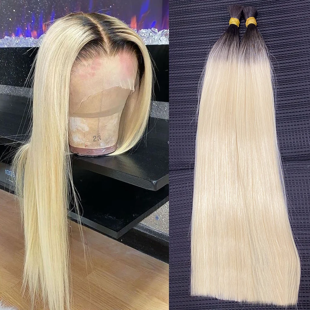 613 Human Hair Bulk For Braiding No Weft Human Hair Extensions Vietnamese Hair 1B 613 Honey Blonde 100% Human Hair Extension 50g