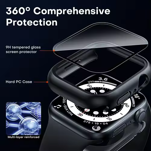 Tempered glass+Case for Apple Watch 46mm 44mm 45mm 41mm 40mm 42mm Screen Protector for iwatch series 10 9 8 7 6 SE 5 Accessories - Image 2