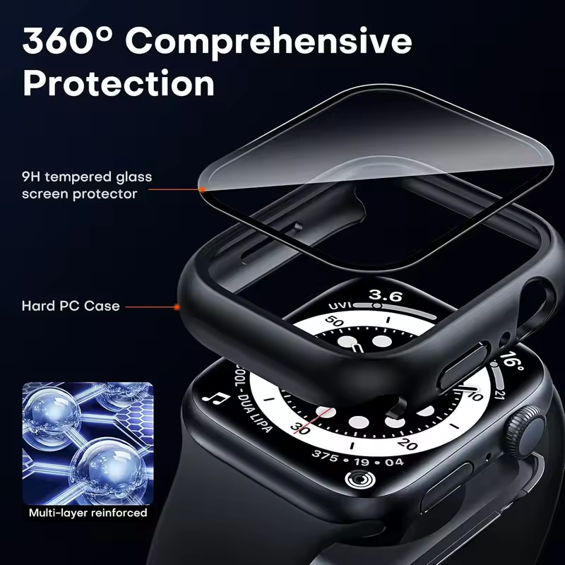 Tempered glass+Case for Apple Watch 46mm 44mm 45mm 41mm 40mm 42mm Screen Protector for iwatch series 10 9 8 7 6 SE 5 Accessories - Image 2