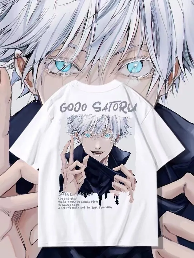 

Gojo Satoshi Anime Short sleeved T-shirt for Boys, Spell Return Battle Joint Collection, Summer Japanese Half Sleeve Clothes