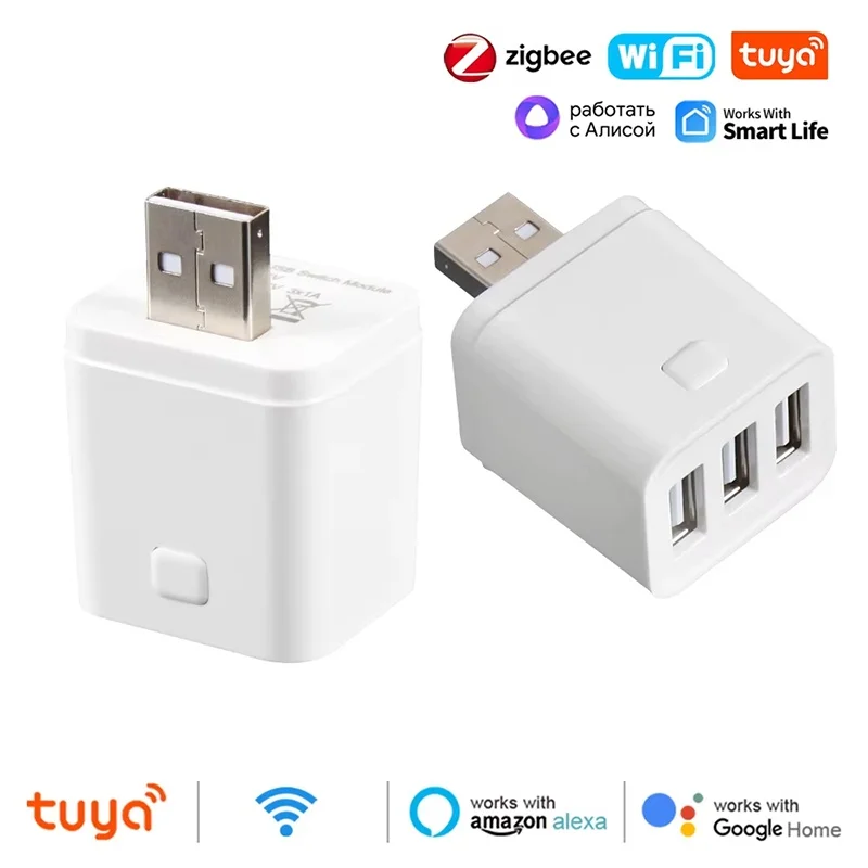 

Умный адаптер Tuya Smart Micro USB Switch WiFi 1/2/3 Mini USB для быстрой зарядки, совместимый с Alexa и Google Assistant