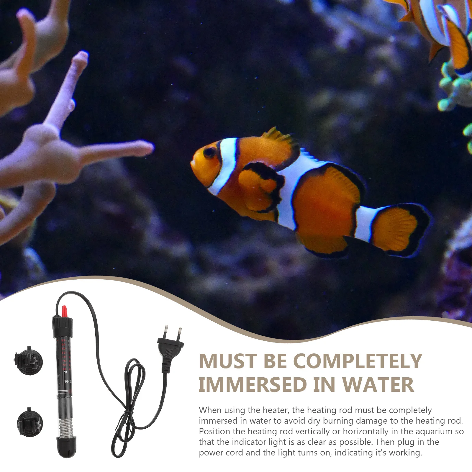 

Adjustable Aquarium Heater 50W Constant Temperature Stick Simple Installation for Fish Tank Eu Plug Fish Tank Heater