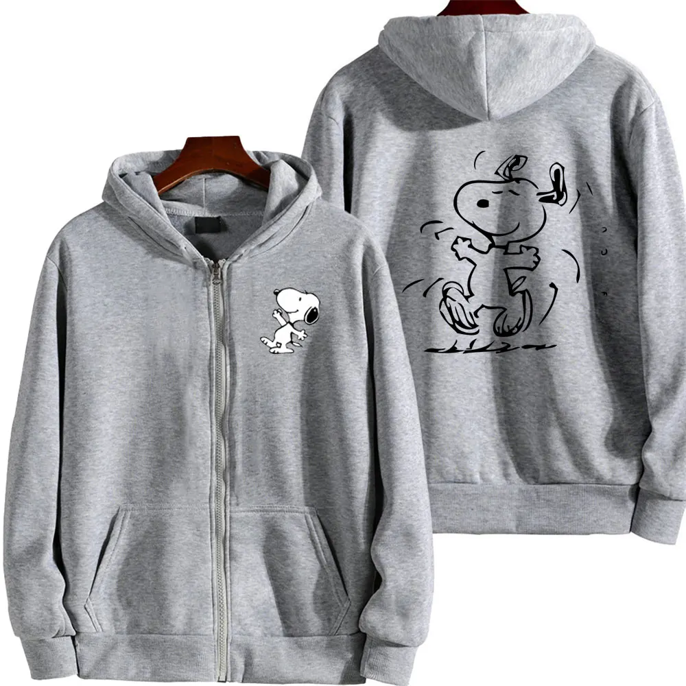 Snoopy Cartoon Anime Women Zip Up Hoodie Jacket Spring Autumn 2024 New Fashion Men Sweatshirt Couple Oversized Clothes Coats