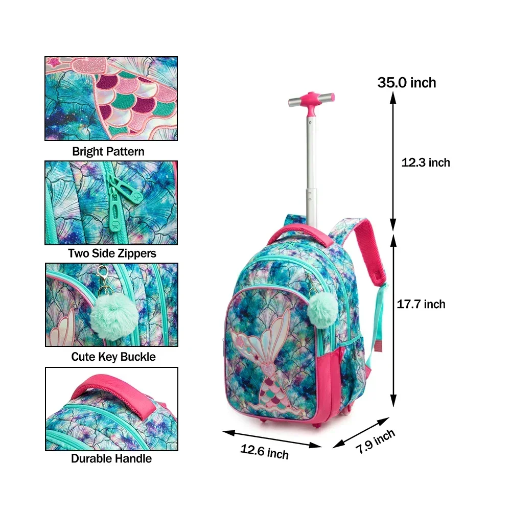 Children Backpacks for Teenagers 3 in 1 School Backpack for Kids Girls Mermaid Schoolbag with Lunch Bag Pencil Case Dropshipping