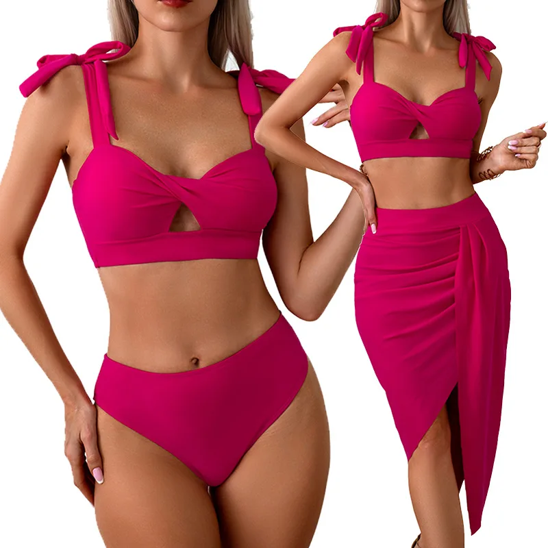 

Bathing Suit Women European And American Nylon Swimsuit Women's Three-piece Bikini Swimsuit Spot Bikini