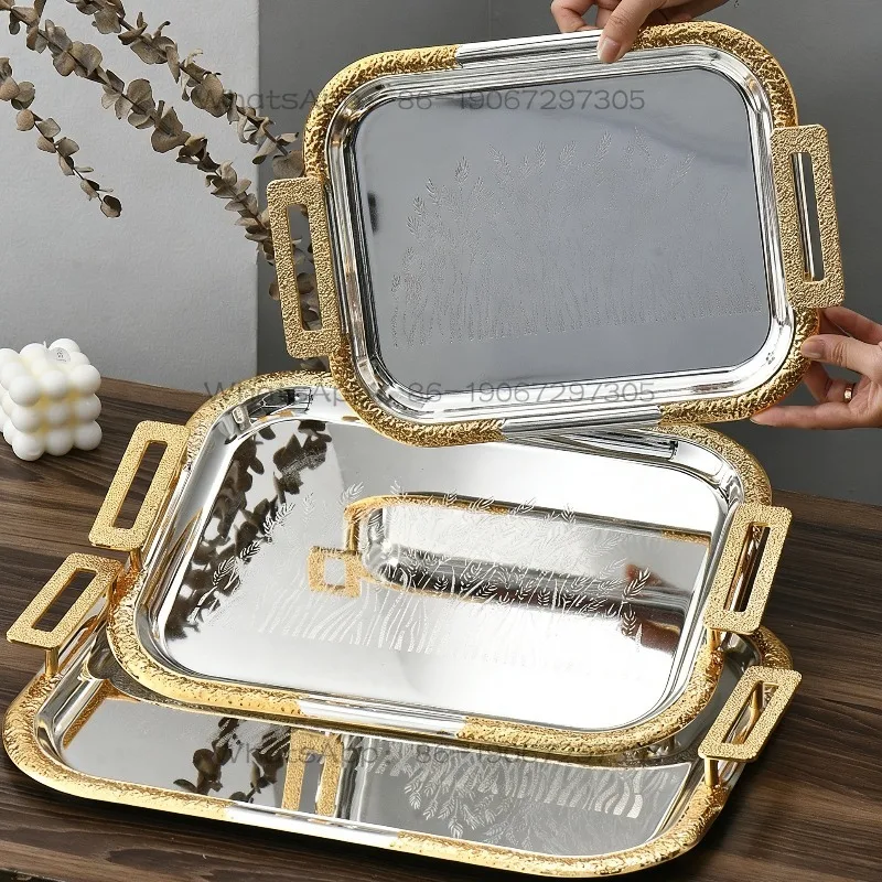 Light luxury high-grade metal storage plate, fruit cake plate, baking afternoon tea, party ktv wedding table