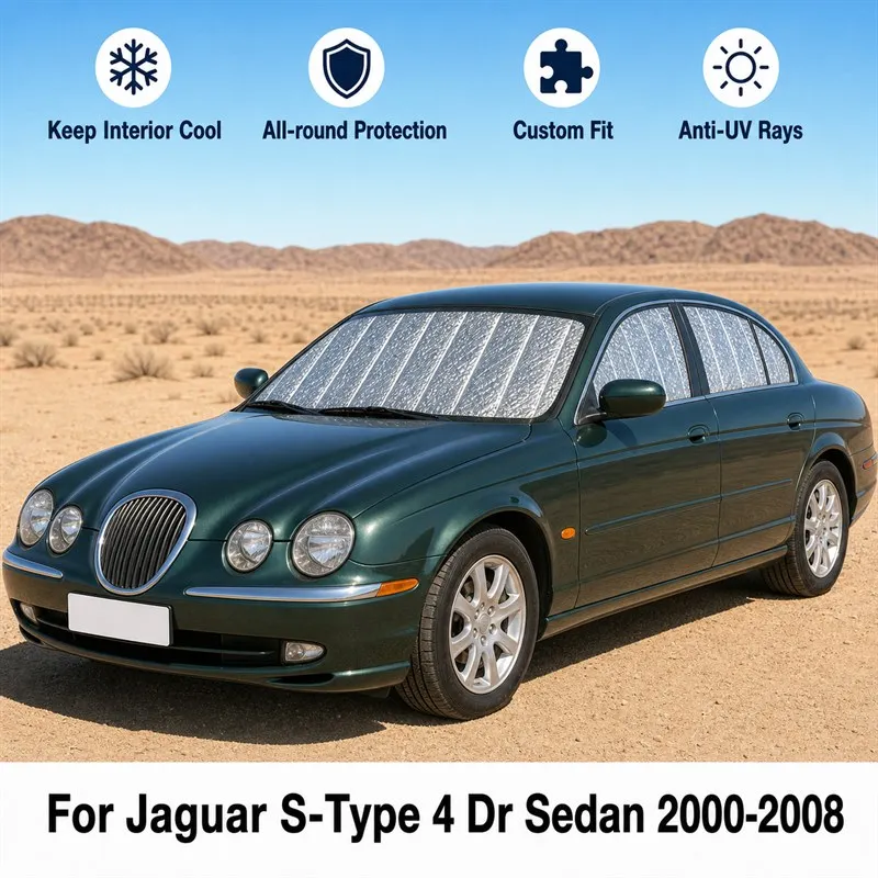 

For Jaguar S-Type 4 Dr Sedan 2000-2008 Full Set Car Window Sunshades UV Block Privacy Heat Insulated Foldable Car Curtain