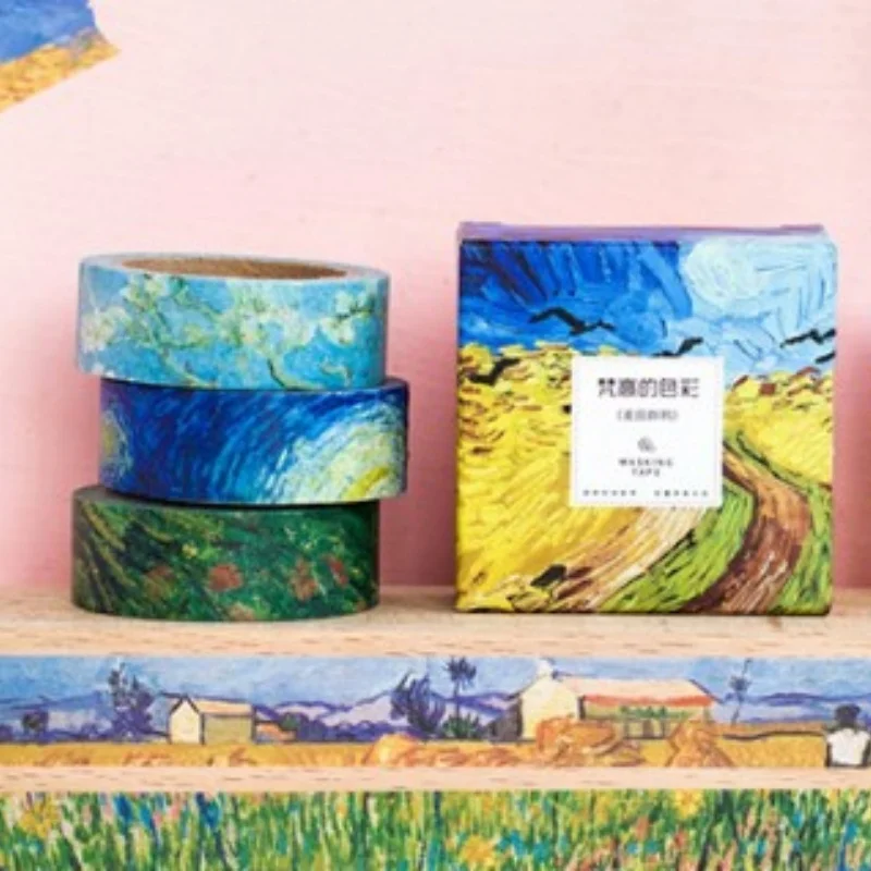 1 Roll Van Gogh Colors And Paper Tape Decorative Tape Hand Account Collage Tape Stationery Decorative Tape