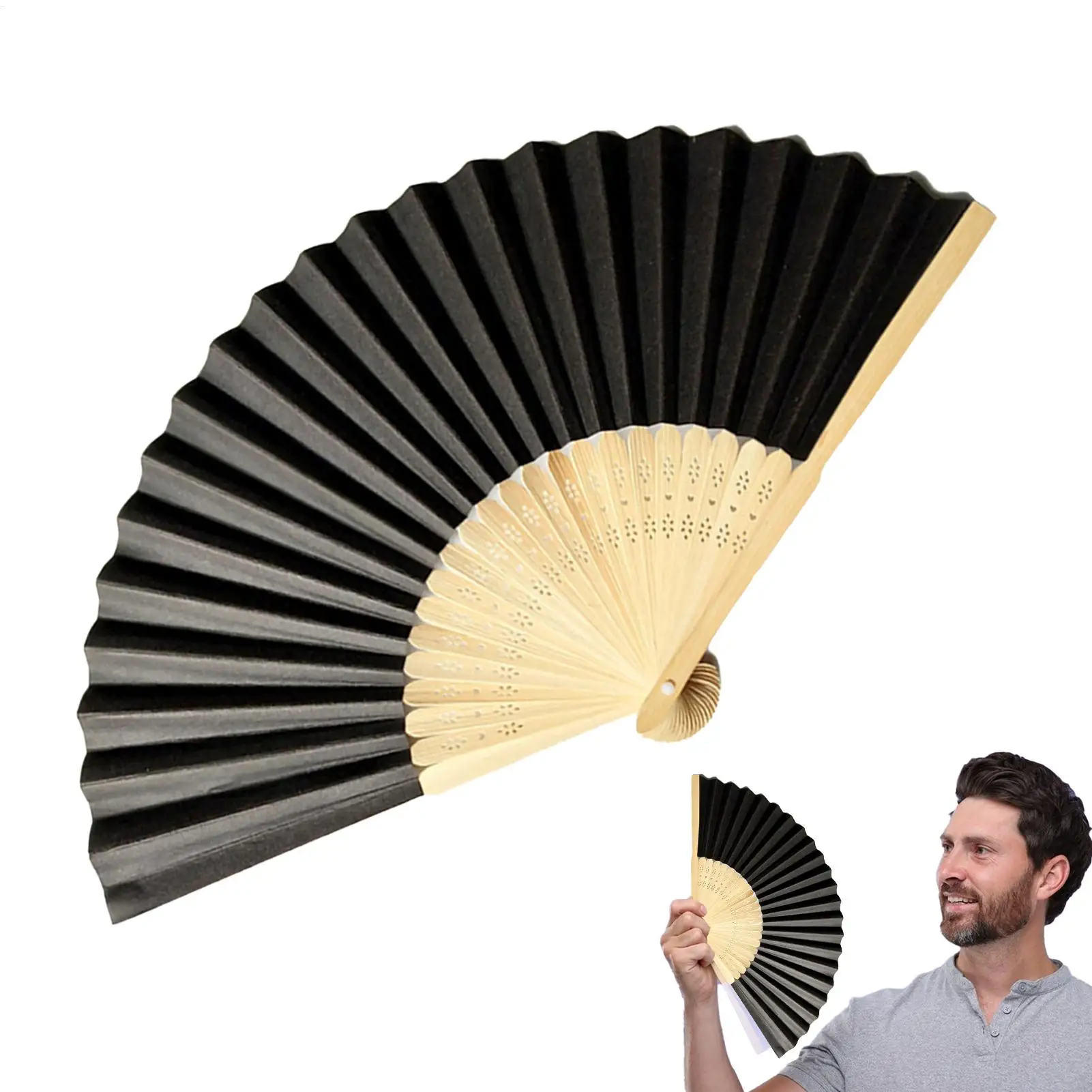 Hand Held Fan Paper Folding Fan Party Decorative New Fashionable Simple Decorative Blank Folding Fans Candy Colored Can DIY Fan