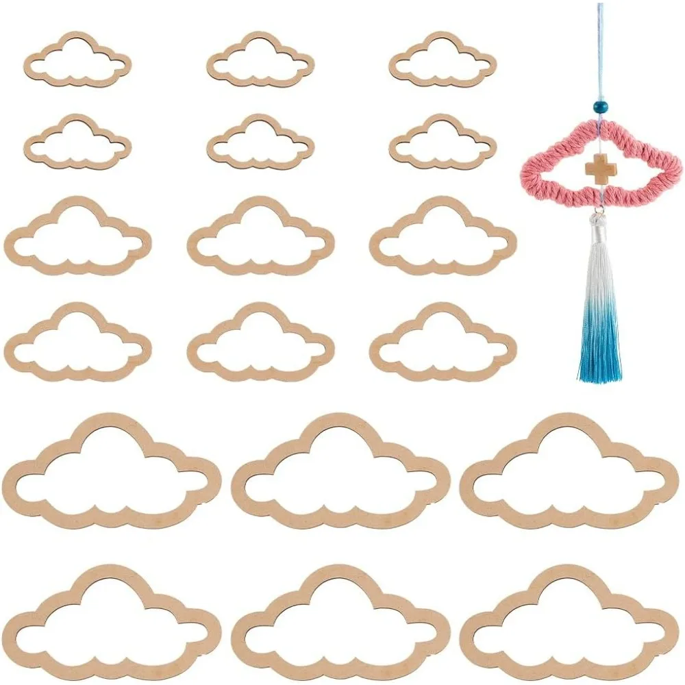 

Cloud Shaped Dream Catcher Wooden Rings Wood Cloud Hoops Wooden Hoop Rings Circle Nature Wooden Hoop Craft Rings for Floral