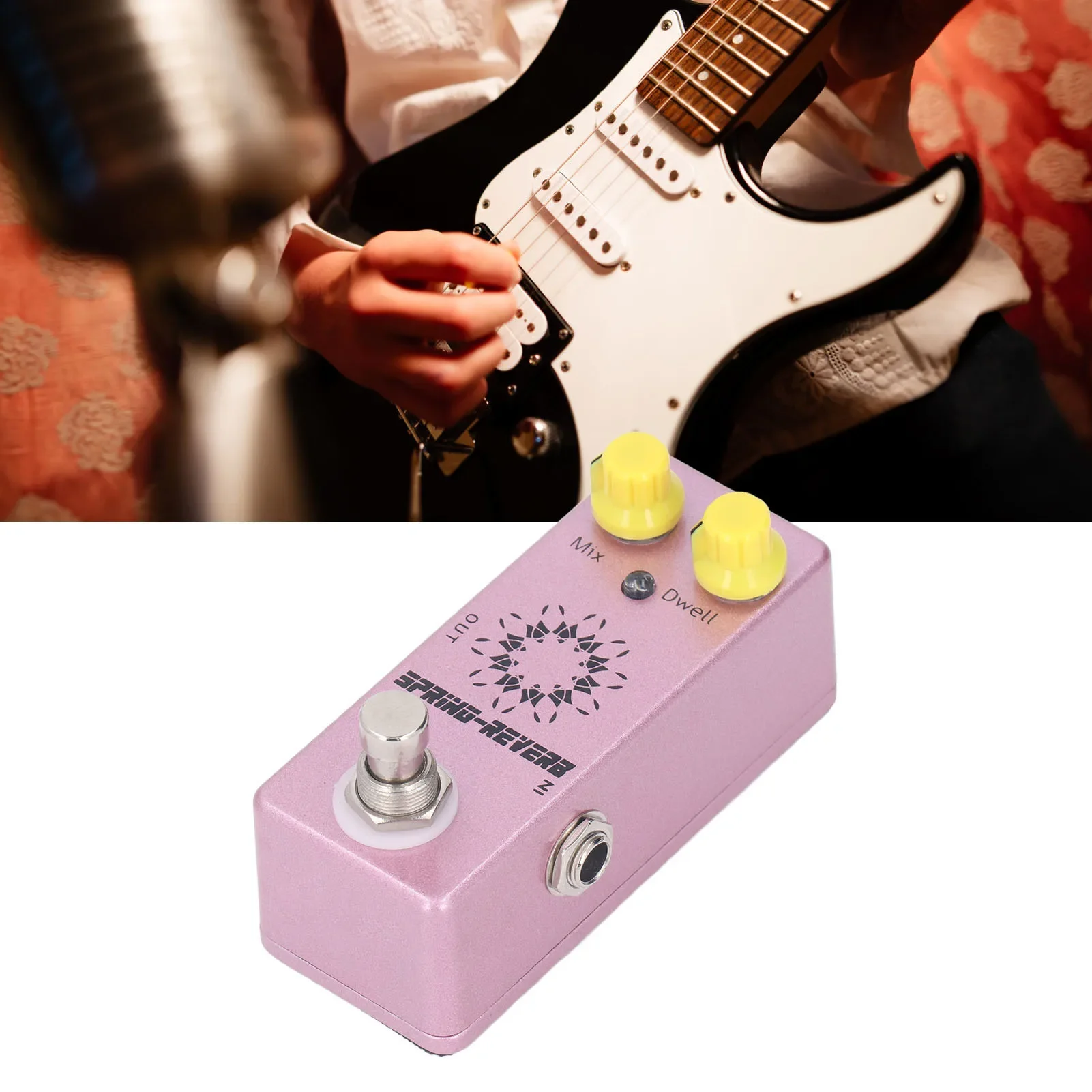 Spring Reverb Effect Pedal 1/4 Inch Mono Jack Mix Dwell Knob Low Noise Aluminum Alloy Guitar Effect Pedal