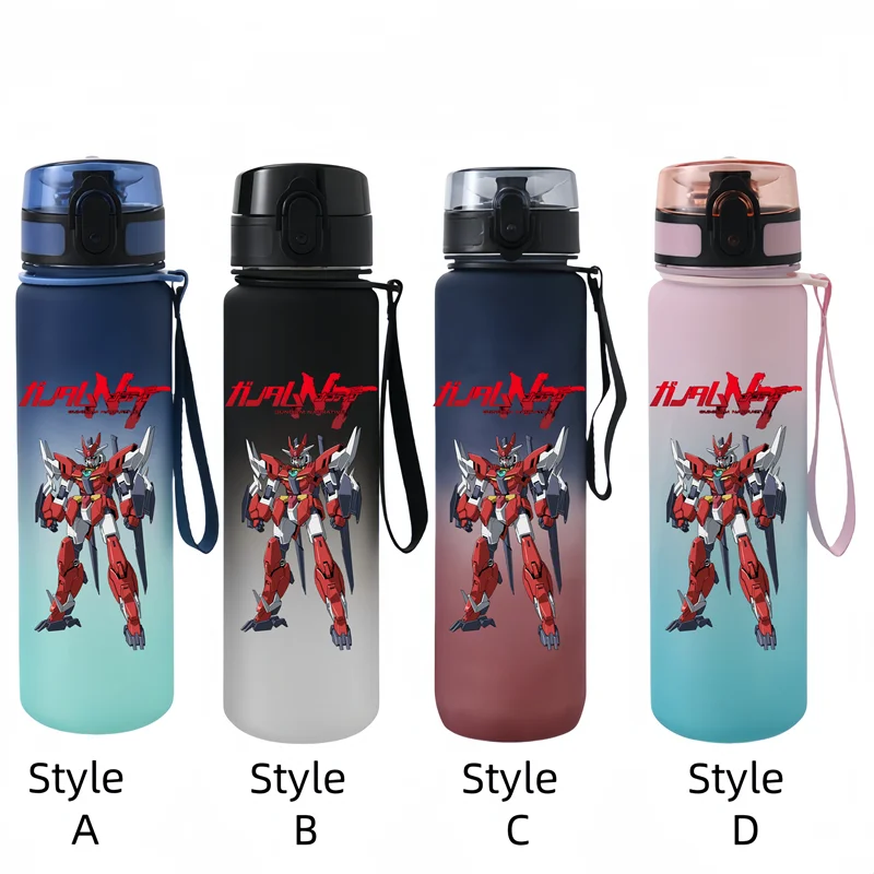 Mobile Suit Gundam 650ml Plastic Anti-drip Water Bottle for Fitness and Sports Drinking  Large Capacity  Children Students