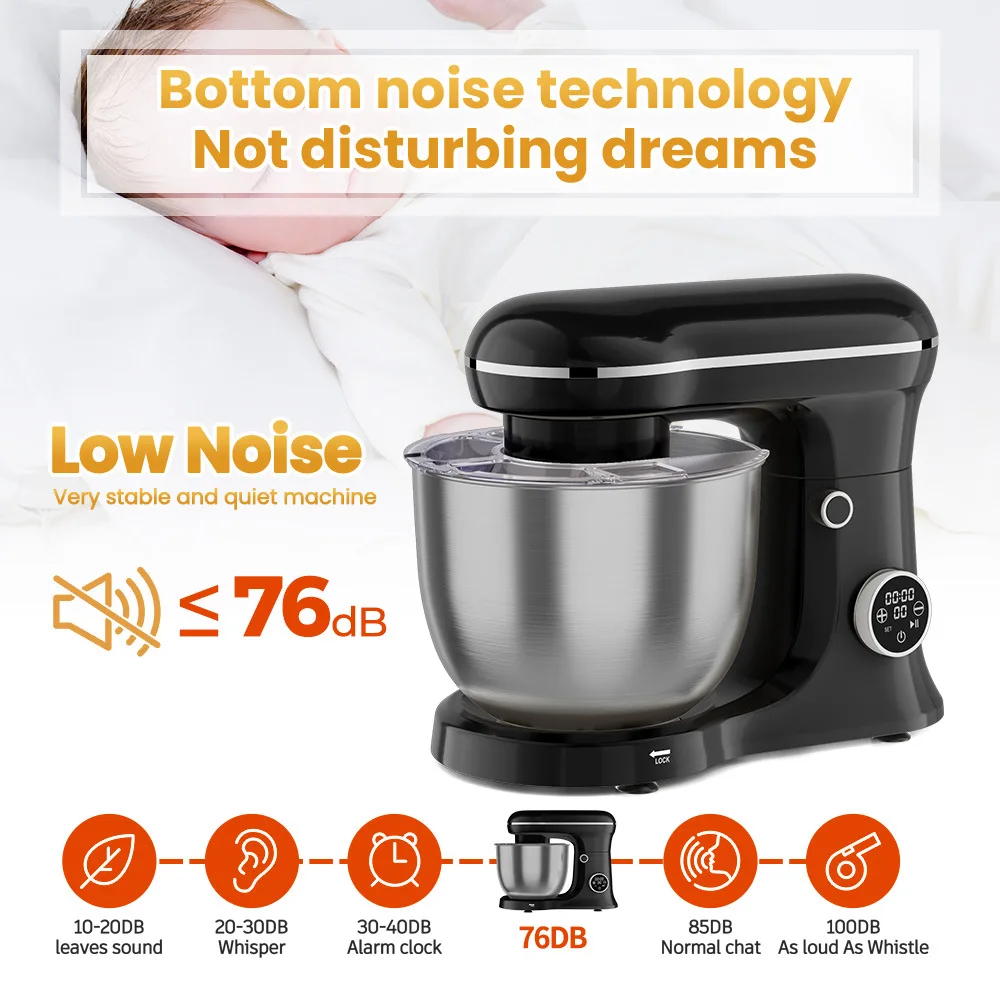 5L Stand Mixer, 1500W Electric Dough Kneader with Stainless Steel Bowl, Tilt-Head Food Mixer for Bread Dough Cake Cream, Heavy D