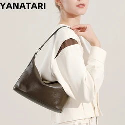 YANATARI Soft leather Dumpling bag leather bag Soft Leather Large Capacity minimalist Crossbody bag women female luxury Fashion