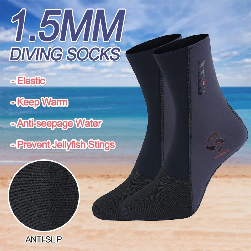 

1.5MM Neoprene Diving Socks Men Women Non-slip Wear-resistant Warm Elastic Diving Socks Swimming Surfing Boots Beach Socks