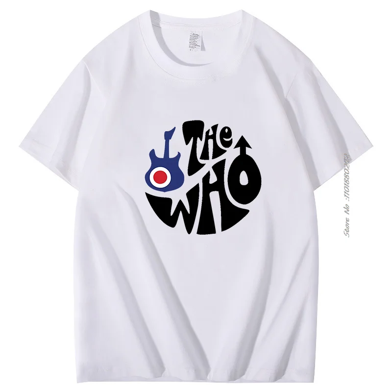 

Классические хлопковые футболки с рисунком The Who Rock Band, новинка, футболки с короткими рукавами, популярная свободная дышащая рубашка унисекс