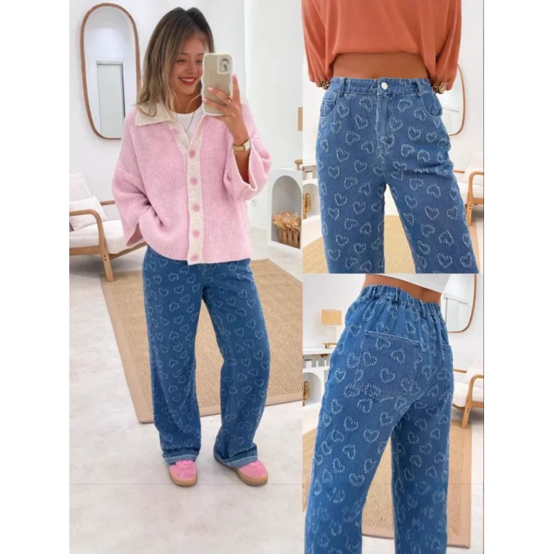 2025New Casual Trousers Love Crochet Straight Hot