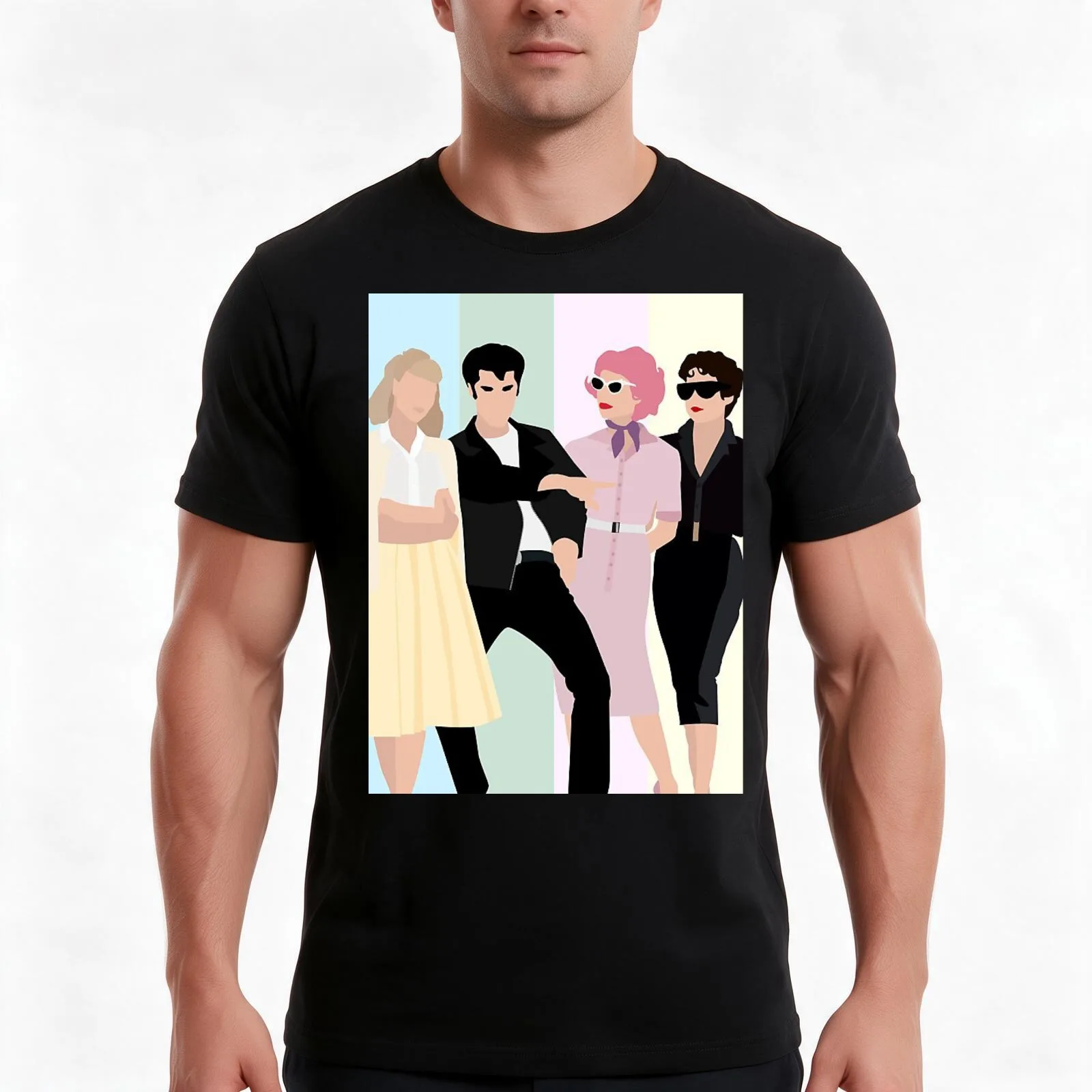 grease T-Shirt, Summer Casual Cotton Tee, Oversized Streetwear Tops, Vintage Graphic Print, Loose Fit Short Sleeve, 100% Cotton