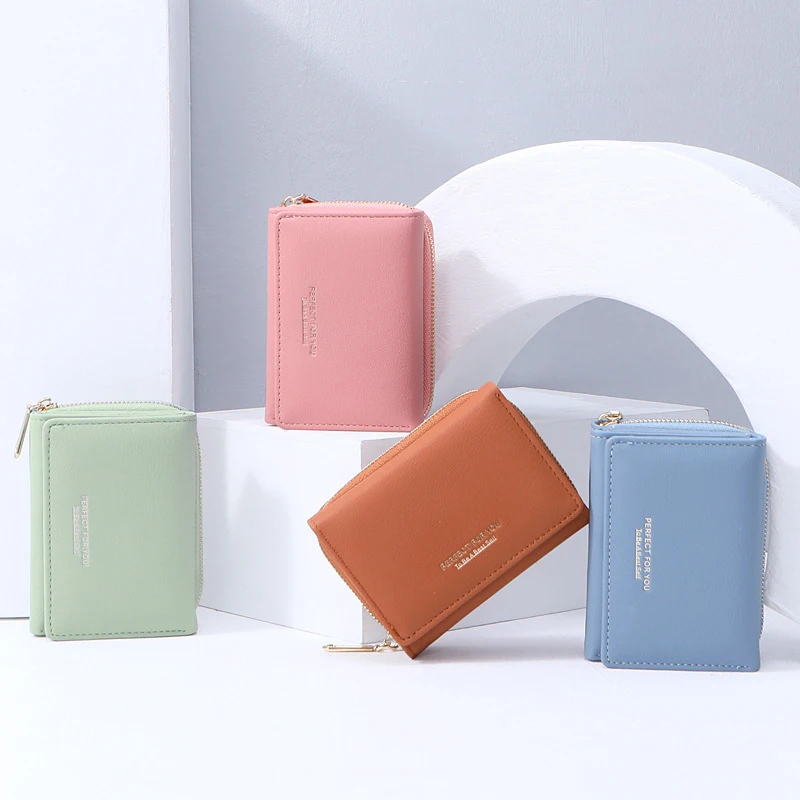 Wesern PU Leather Three Floded Short Zipper Women Wallet Large Capacity Multi-function Coin Purse for Ladies