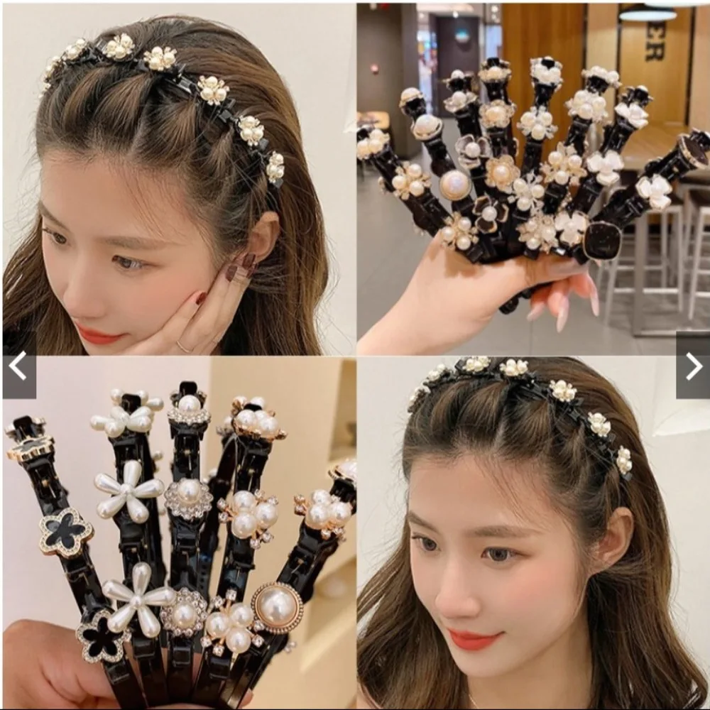

2024 New Exquisite Black Braided Headband Small Clips Thin Korean Hair Accerrory Elegant Hair Holder for Makeup Wash Face