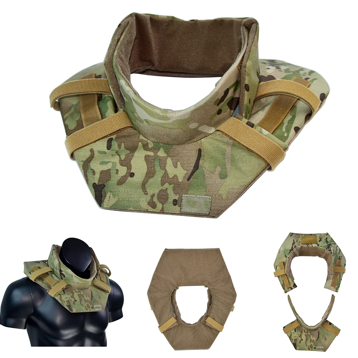อุปกรณ์ป้องกันคอแบบยุทธวิธี ปลอกคอป้องกัน ป้องกันการกระแทกสำหรับกีฬาแอร์ซอฟต์ อุปกรณ์ป้องกันคอแบบปรับได้ อุปกรณ์เสริมสำหรับเสื้อกั๊กสำหรับการล่าสัตว์ อุปกรณ์ป้องกันคอ