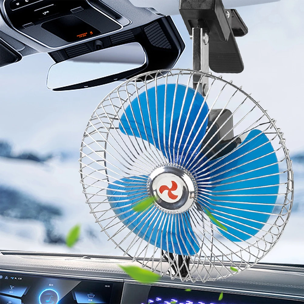 

12/24V Oscillating Car Fan Rotation Portable Car Cooling Fan Adjustable Summer Cooling Fan Truck Vehicle Strong Wind Air Cooler