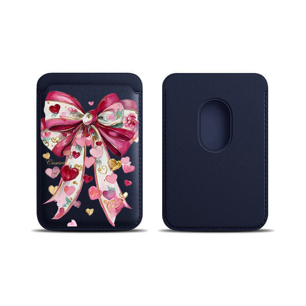 Coquet Rosa Schleife Leder-Kartenetui Handyhülle Kartenhalter Geeignet für alle iPhone-Hüllen Magsafe Magnetische Karten-Handy-Rückentasche – Detail 15