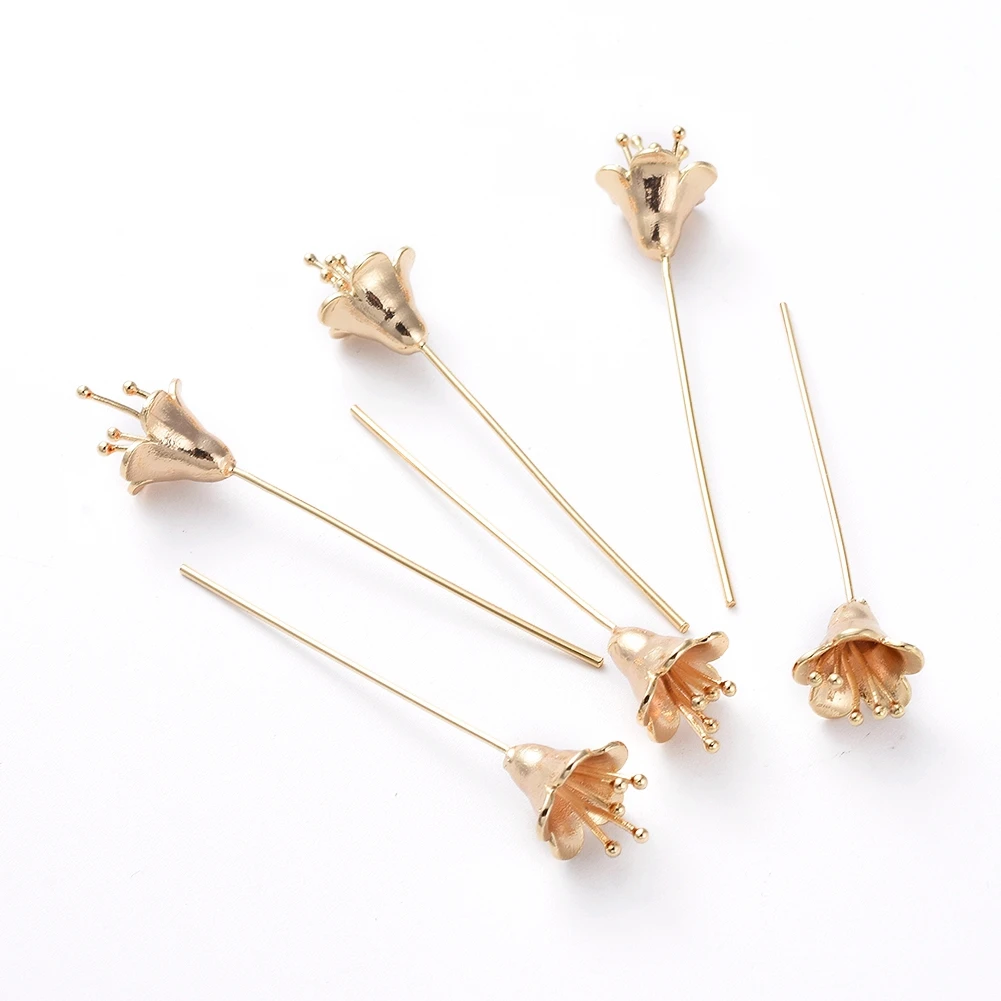 

4pcs Brass Flower Shape Head Pins Findings For Women Handmade Earring Necklace Crafts Jewlery Making Accessories 56.2x11.5mm