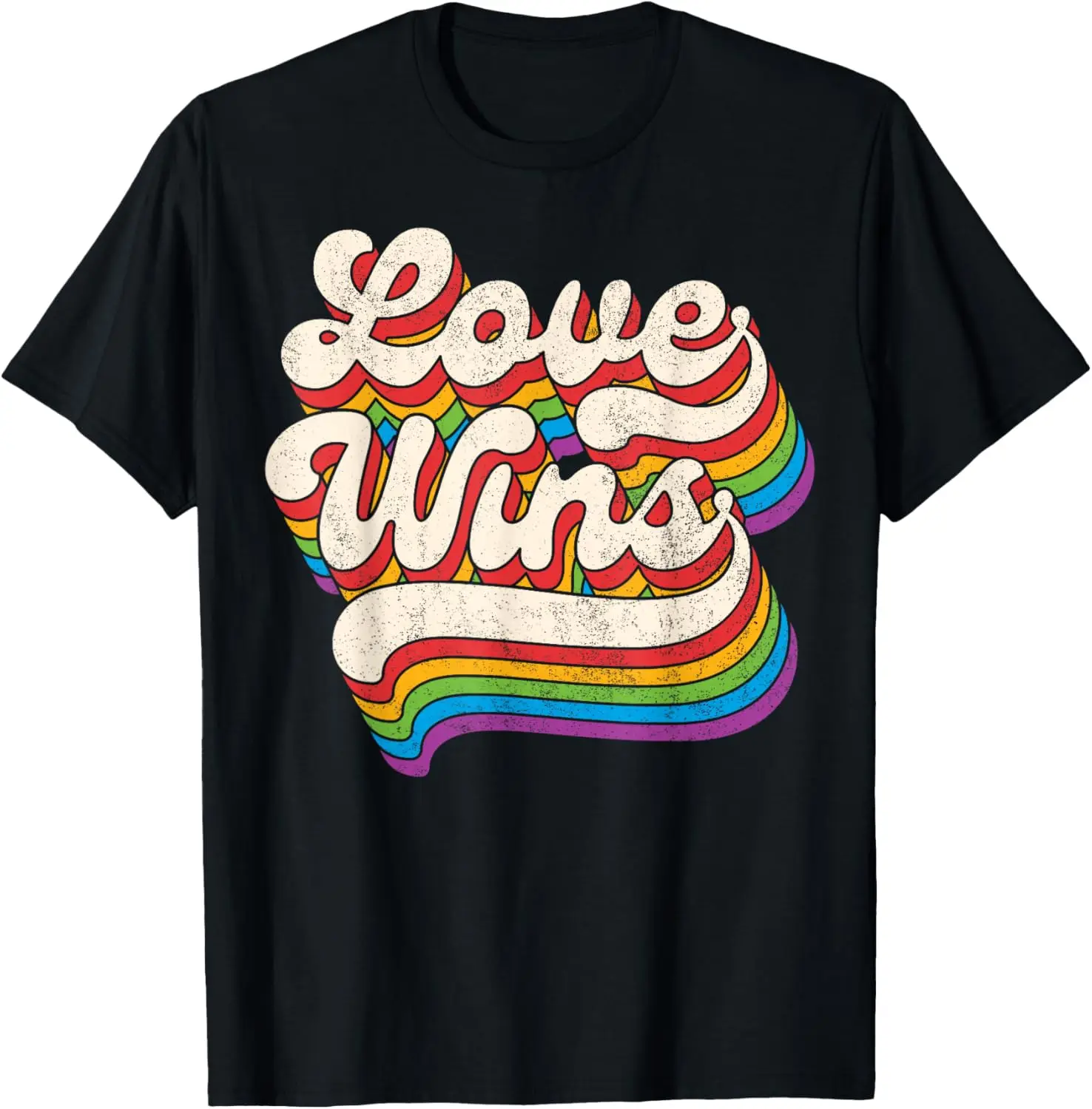 LGBTQ Love Wins Gay Pride LGBT Ally Rainbow Flag Vintage T-Shirt