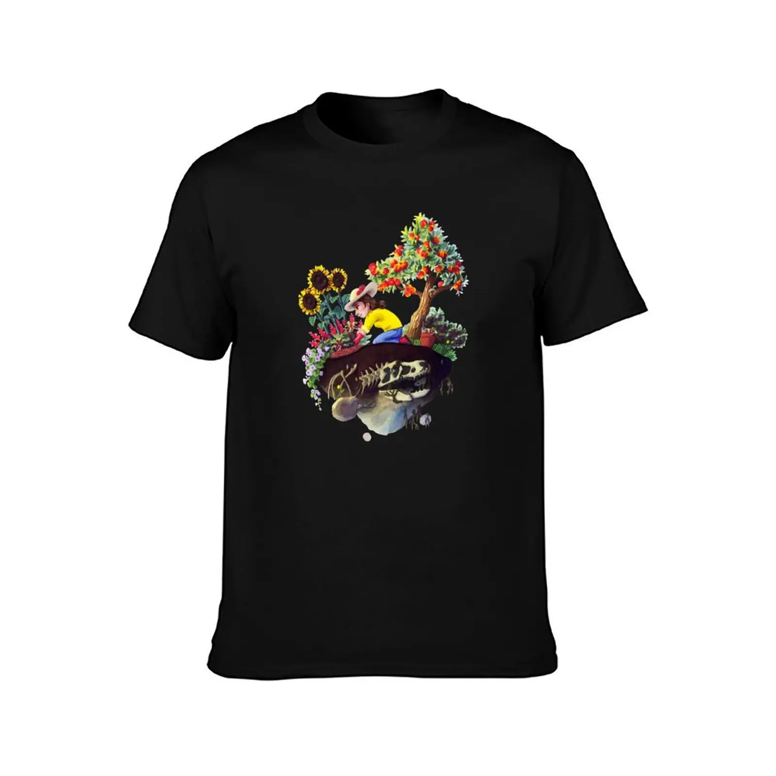 Floating Island Gardener Girl, Homestead Art T-Shirt Big and Tall Solid Color T-Shirt