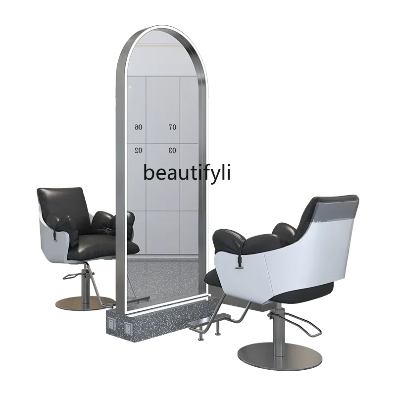 

LBarber Shop Dressing Table Hair Salon Single-Sided Floor Mirror Hair Salon Hair Cutting Mirror Makeup Mirror