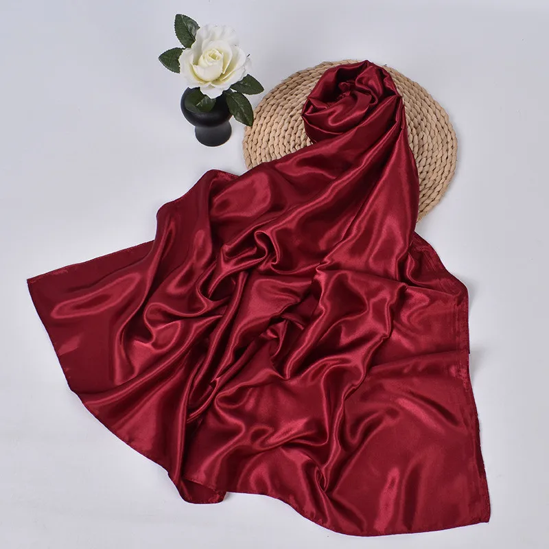 90 cm Seide Schal Schal Headwraps Für Frau Mode Vier Jahreszeiten Haar Zubehör Hijab Foulard Bandana Femme Kopftuch – Detail 5