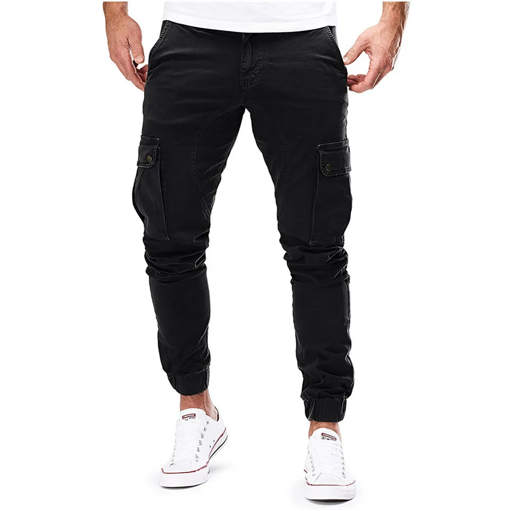 Pantaloni Cargo Skinny multitasche elasticizzati da uomo pantaloni sportivi multitasche pantaloni da jogging all\'aperto da lavoro Casual in tinta