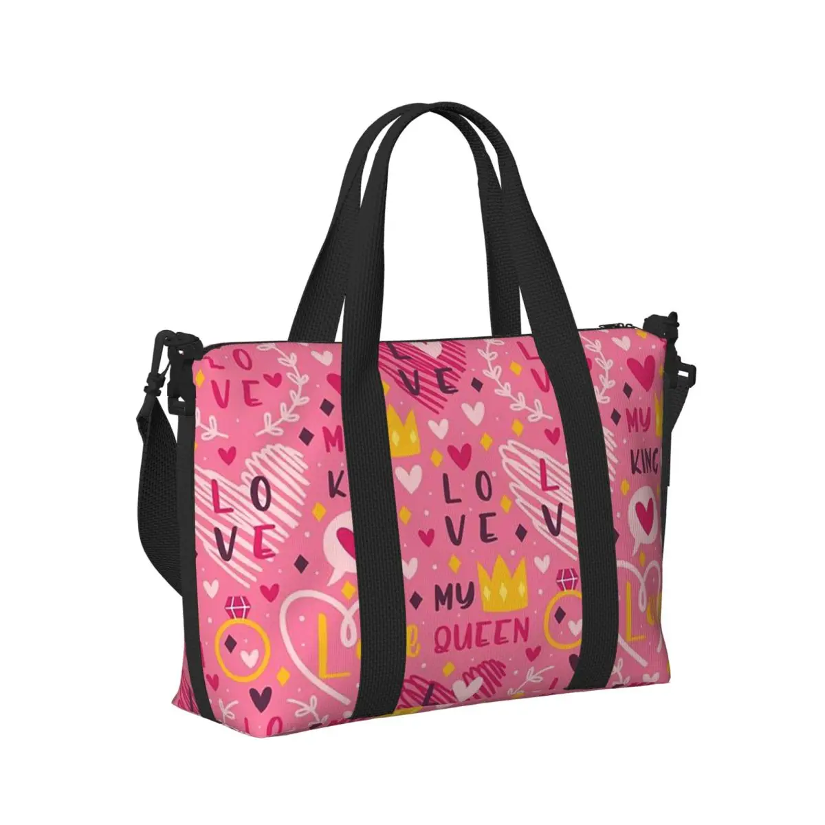 

Love Hearts Cute Beach Travel Bag Large Capacity Tote Bags for Gym Sport Women Shopping Duffle Shoulder Bag