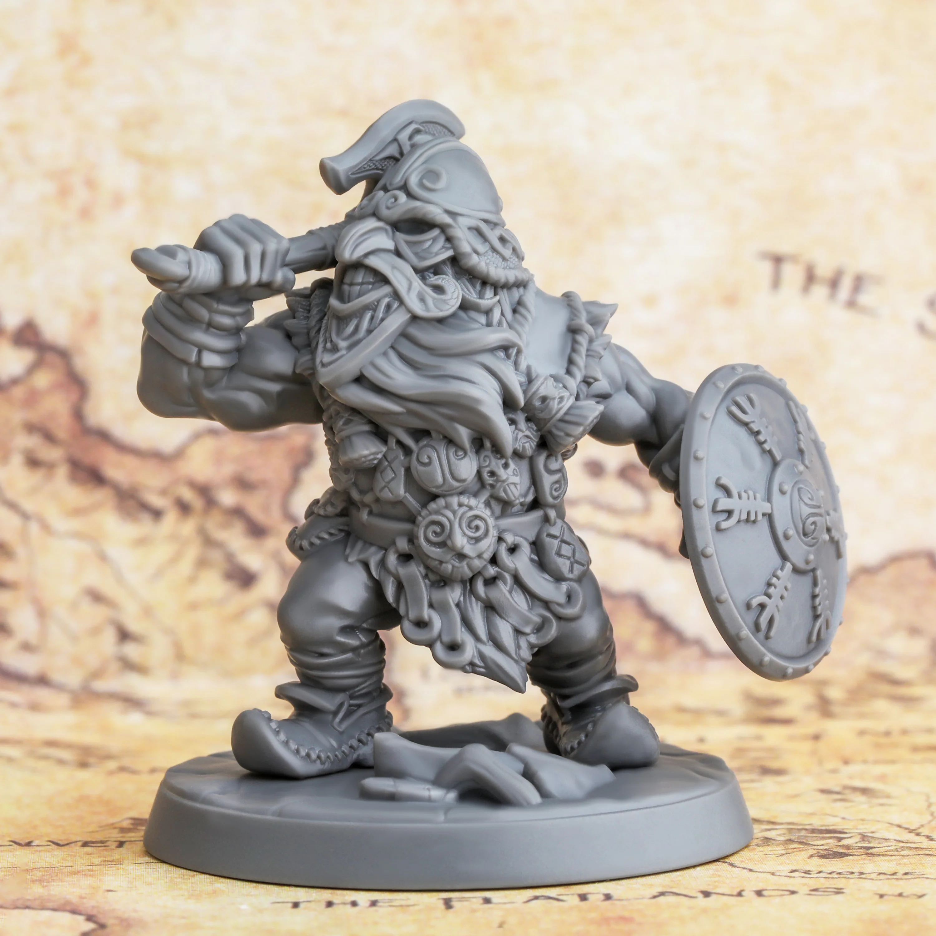 Dwarven Miniature, Fantasy TTRPG Character Model with Shield and Detailed Armor,  Collectible Gift for Adventure Game Scenes