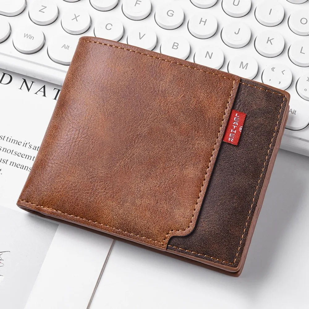 Portefeuille court à trois volets pour hommes, fin et givré, style business, portable, avec plusieurs emplacements pour cartes, pour hommes et garçons