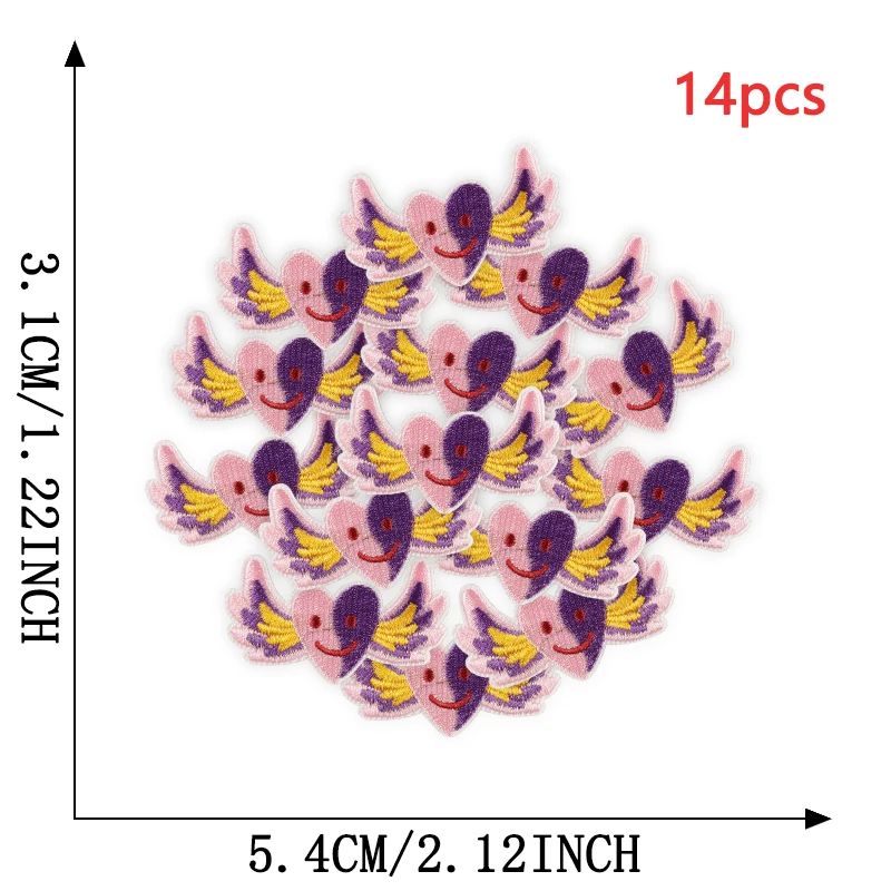 14 stücke Auge Blume Nette Brief Herz Regenbogen Lot Für Kleidung Eisen Auf Patches Gestickte Thermische Baby Kinder Nähen Groß stoff Parche – Detail 5