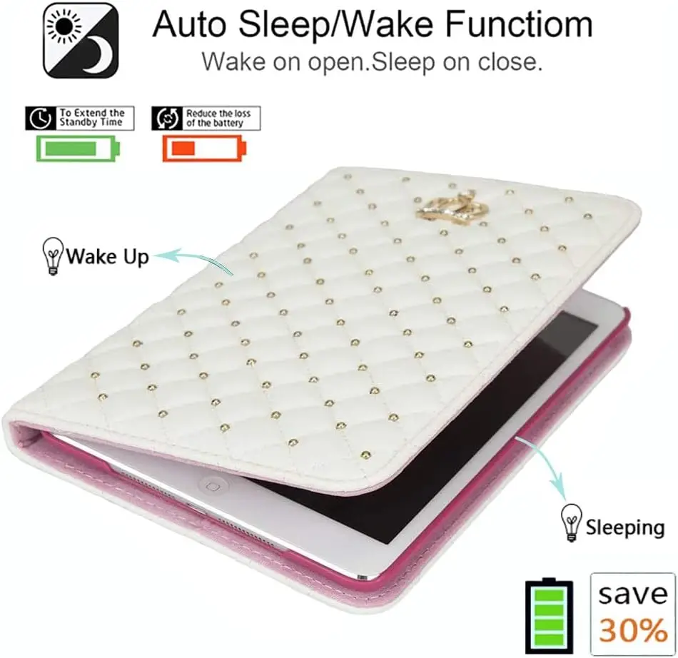 Luksusowe etui Crown Bling Diamond na iPada 10.2 7. 8. 9. 10.9 Air 4 Air 5 PU Leather Cover iPad 9.7 2017 2018 5. 6. Case — zdjęcie produktu 4