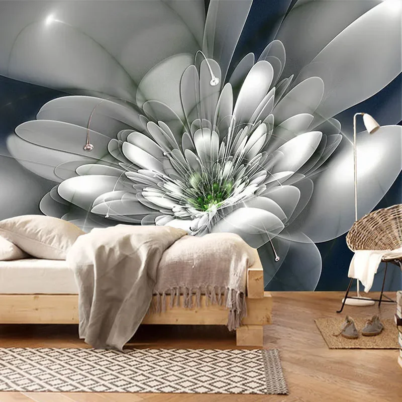 Custom 3D Wall Murals Modern Creative Transparent Flower Photo Wallpaper Living Room TV Home Decor Wall Cloth Papel De Parede 3D