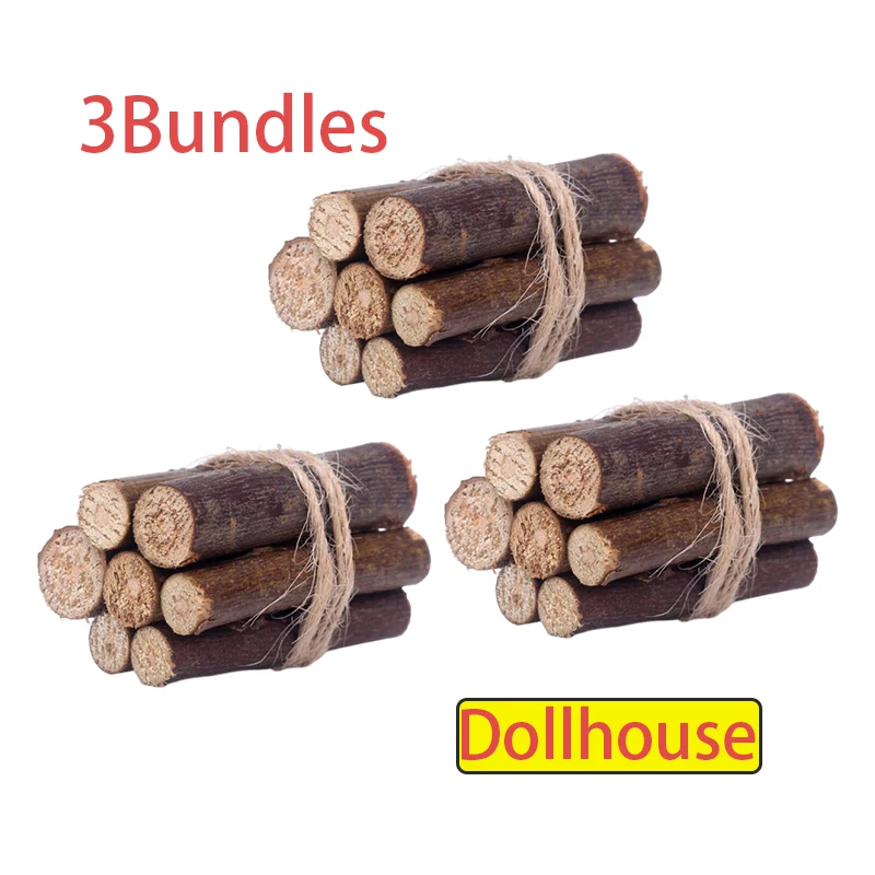 3Bundles 1:12 Dollhouse Miniature Bonfire Firewood Model Party Living Scene Decor Toy Doll House Accessories