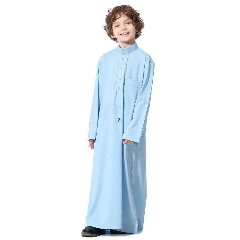 Vestido musulmán saudita para niños, Dishdasha, bata de manga larga, Thobe, Abaya islámica de Dubái, ropa árabe de Oriente Medio, caftán para niños