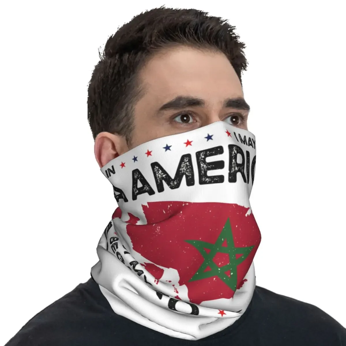 Moroccan Roots Heritage Bandana Torn Ripped Morocco Flag Retro Cycling Mask Running Travel Balaclava Neck Cover Tactical Mask