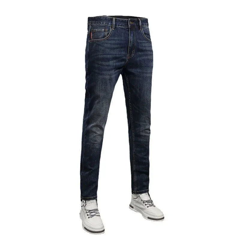 Fashion Trendy Men Jeans High Quality Retro Washed Blue Elastic Slim Fit Designer Jeans Men Vintage Casual Denim Pants Hombre