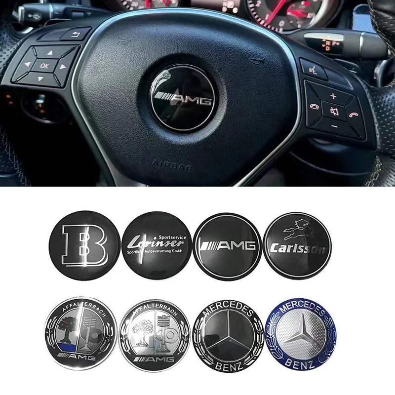 1PCs Steering Wheel Badge Emblem Decorative Sticker For Mercedes benz AMG C E S GLE CLC Class W204 W203 W205 W124 W221 W213 W212